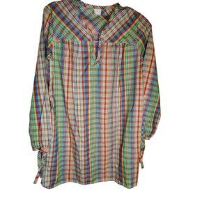Vintage Sears & Roebuck Multicolor Plaid Top Blouse, Size 18, Large, XL Retro